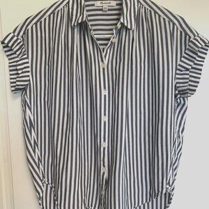 Madewell Striped Short Sleeve Button Up Top Shirt Blouse Womens XXS